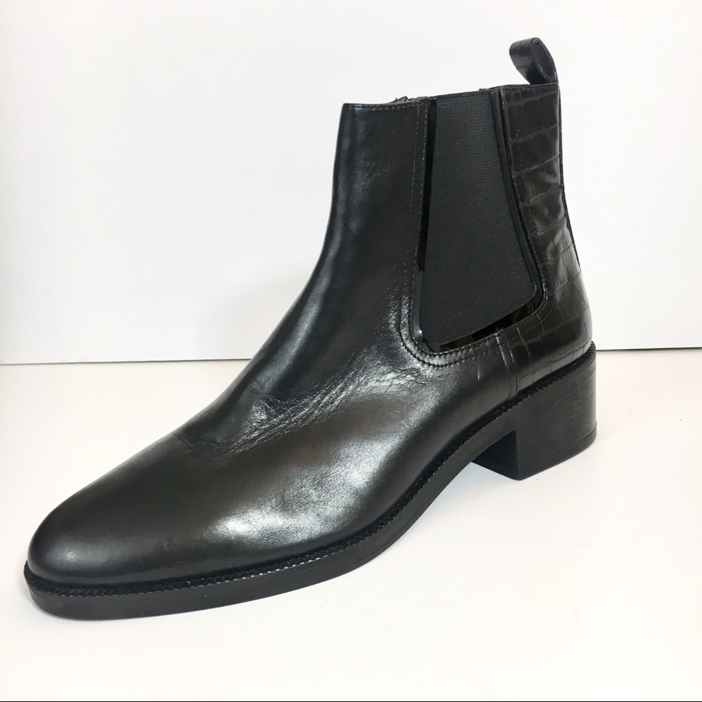 Zara leather and croc embossed bootie - Picture 2 of 6